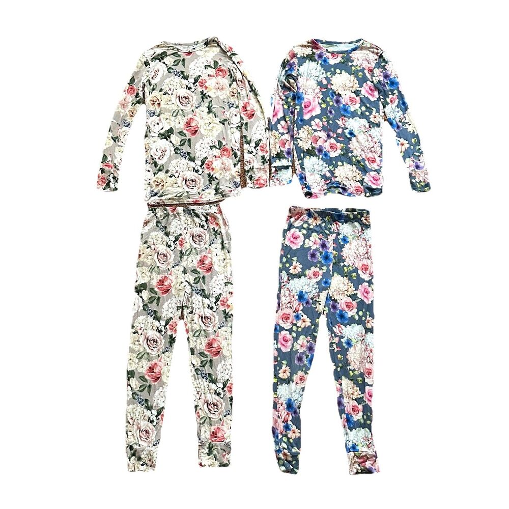 Posh Peanut Girls Pajama Sets Size 9 & 10 Pants Long Sleeve Shirt Floral 2 Sets